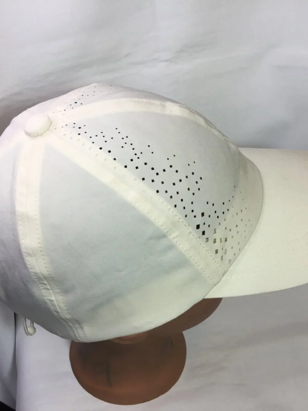 Layer 8 Hat Cap Strap Back Mens One Size White Perforated Running Athletic